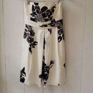 Ann Taylor Petites Ivory Silk Floral Strapless Dress 10P